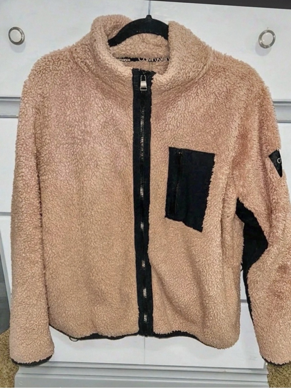 Calvin Klein Performance Women’s Cozy Beige Sherpa Jacket Size XL
